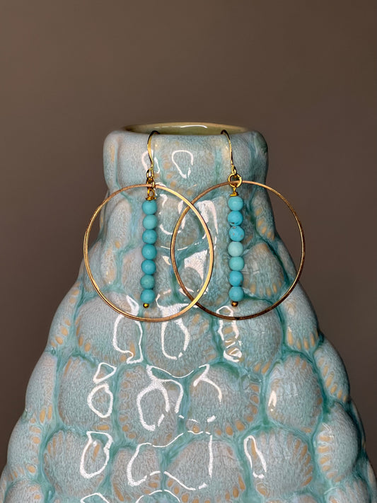 Turquoise Howlite Gemstone Drop Hoop Earring