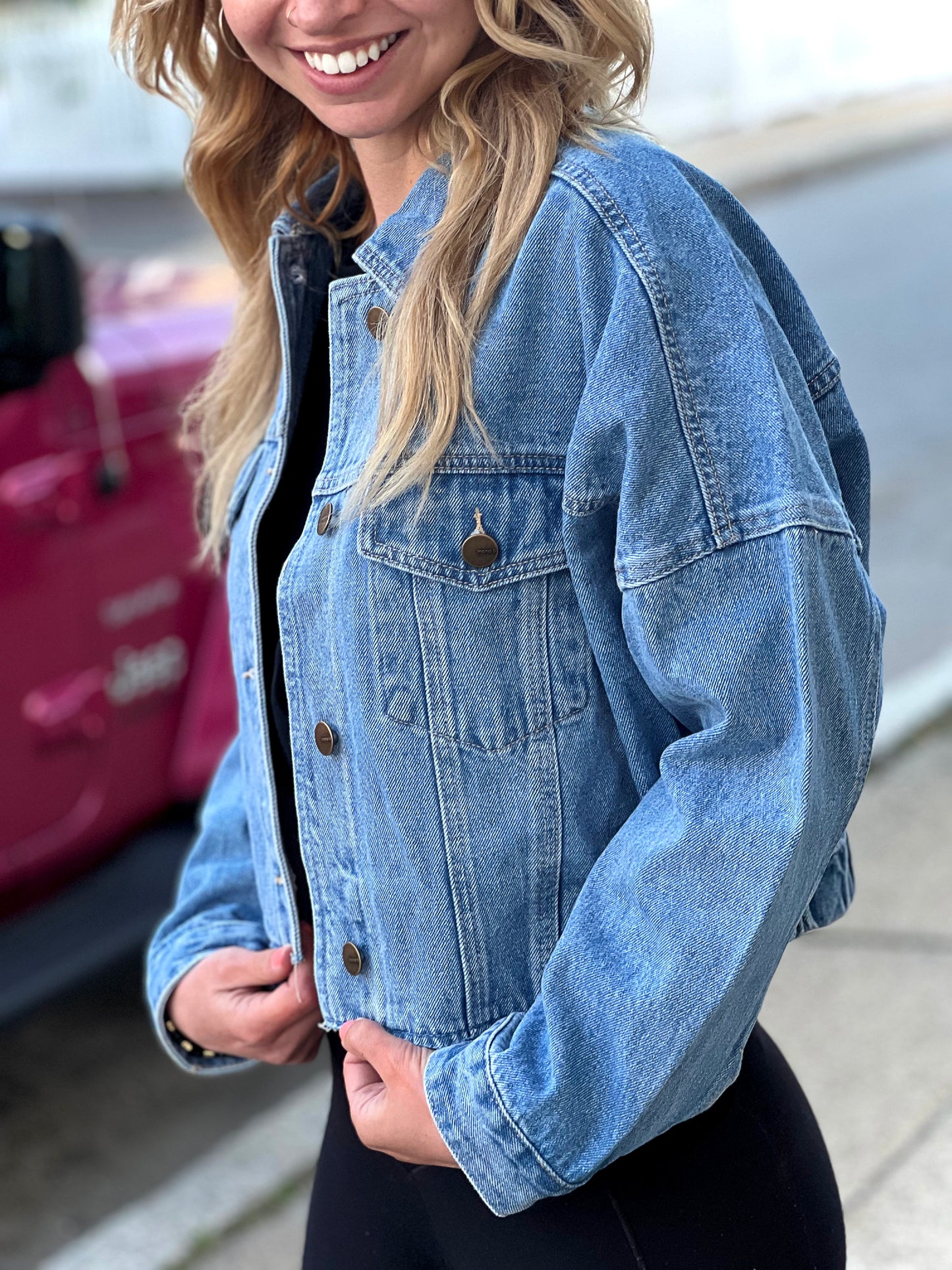 Can’t Stop Now Crop Denim Jacket