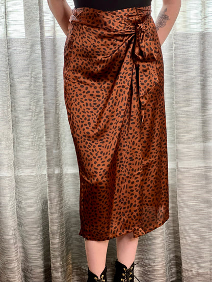 Rustic Animal Midi Wrap Skirt