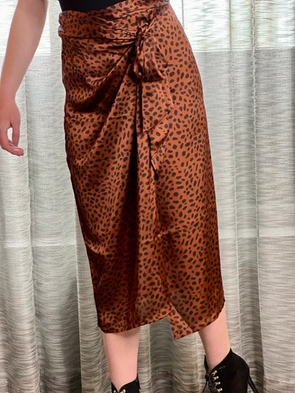 Rustic Animal Midi Wrap Skirt